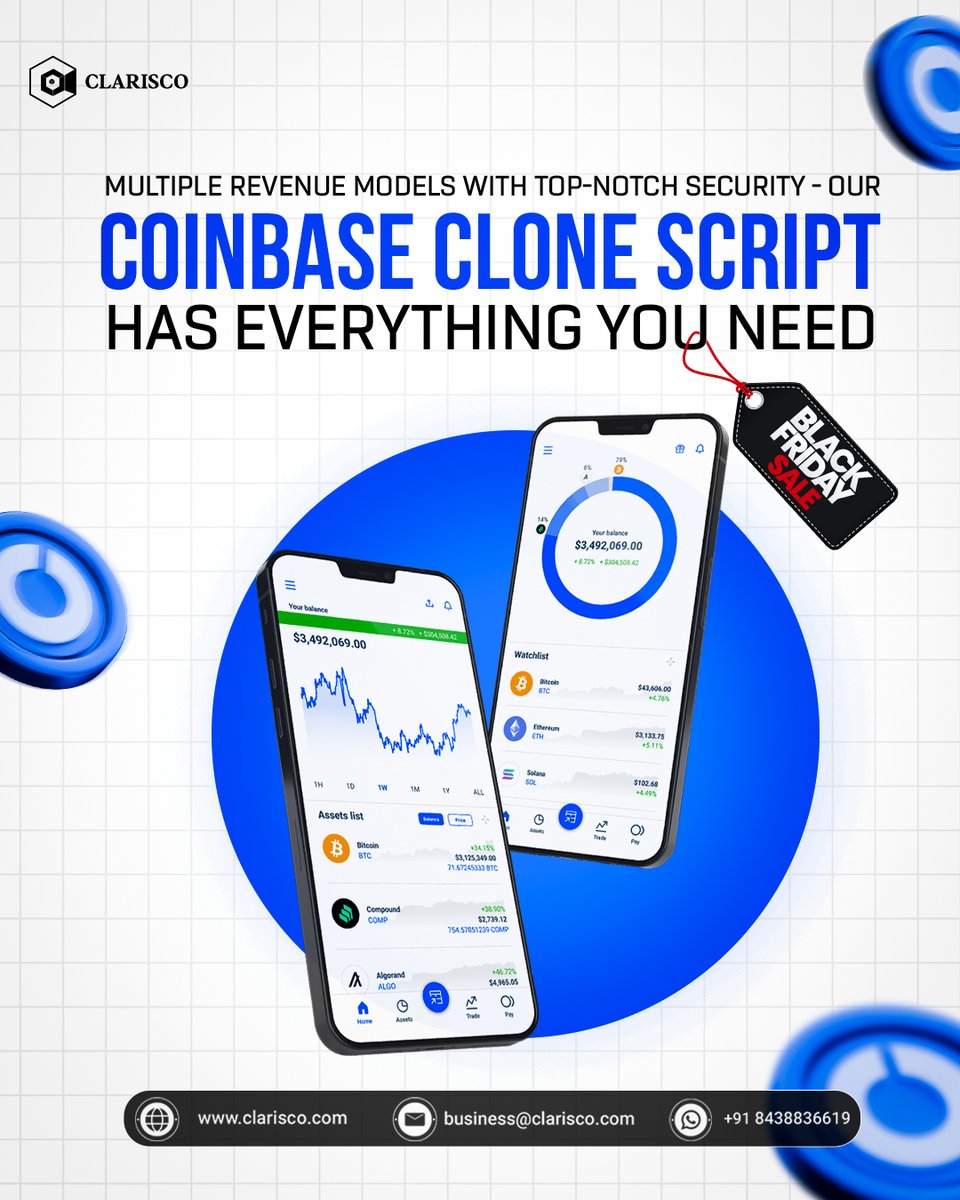 ClariscoSol's tweet image. Planning to launch your cryptocurrency exchange platform? Our feature-rich &apos;Coinbase Clone Script&apos; is the perfect solution.
bit.ly/4fMhOK0

#clarisco #CoinbaseCloneScript #CryptoExchange #CryptoCloneScript #CoinbaseClone #CryptoPlatform #BlockchainTechnology #Crypto