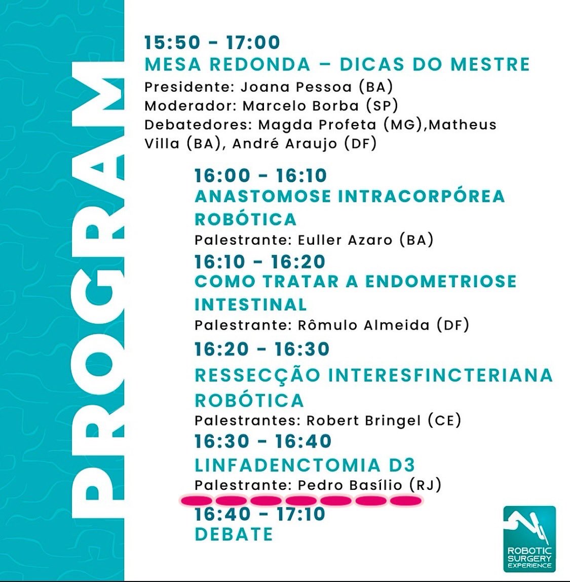 Pedro Basilio MD, FACS, FASCRS, MSc, FESCP, TCBC (@saudeintestinal) on Twitter photo Chegou a hora! Iniciando hoje a Robotic Experience em Salvador, sob a organização do craque <a href="/proctoramon/">Ramon Mendes</a> com uma conferencia sobre treinamento robótico , e a segunda cirurgia oncológica no câncer avançado do intestino grosso. Lets do it!!!!! ! Chegou a hora! Iniciando hoje a Robotic Experience em Salvador, sob a organização do craque <a href="/proctoramon/">Ramon Mendes</a> com uma conferencia sobre treinamento robótico , e a segunda cirurgia oncológica no câncer avançado do intestino grosso. Lets do it!!!!! !