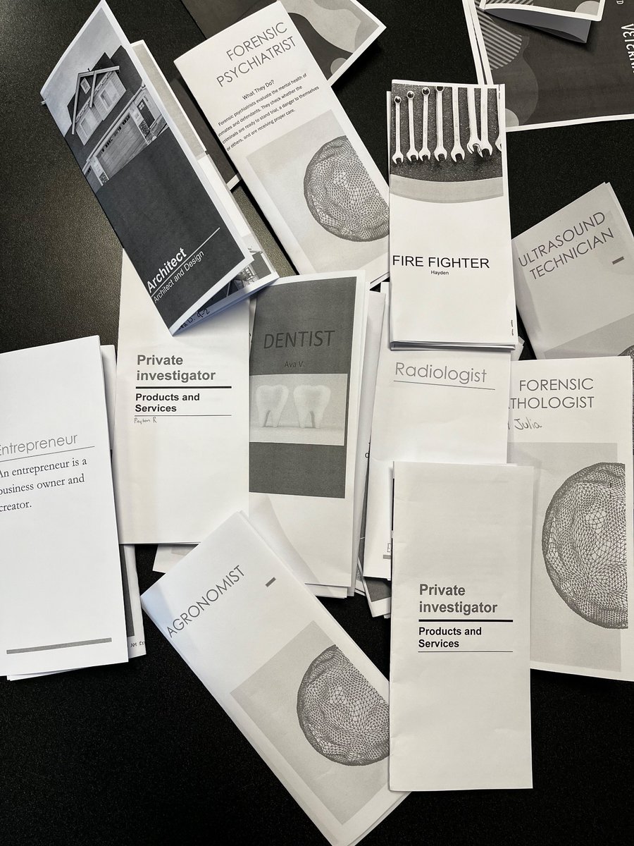 Ours 9s applied their Tech Comm skills to design brochures for their Dream Careers.