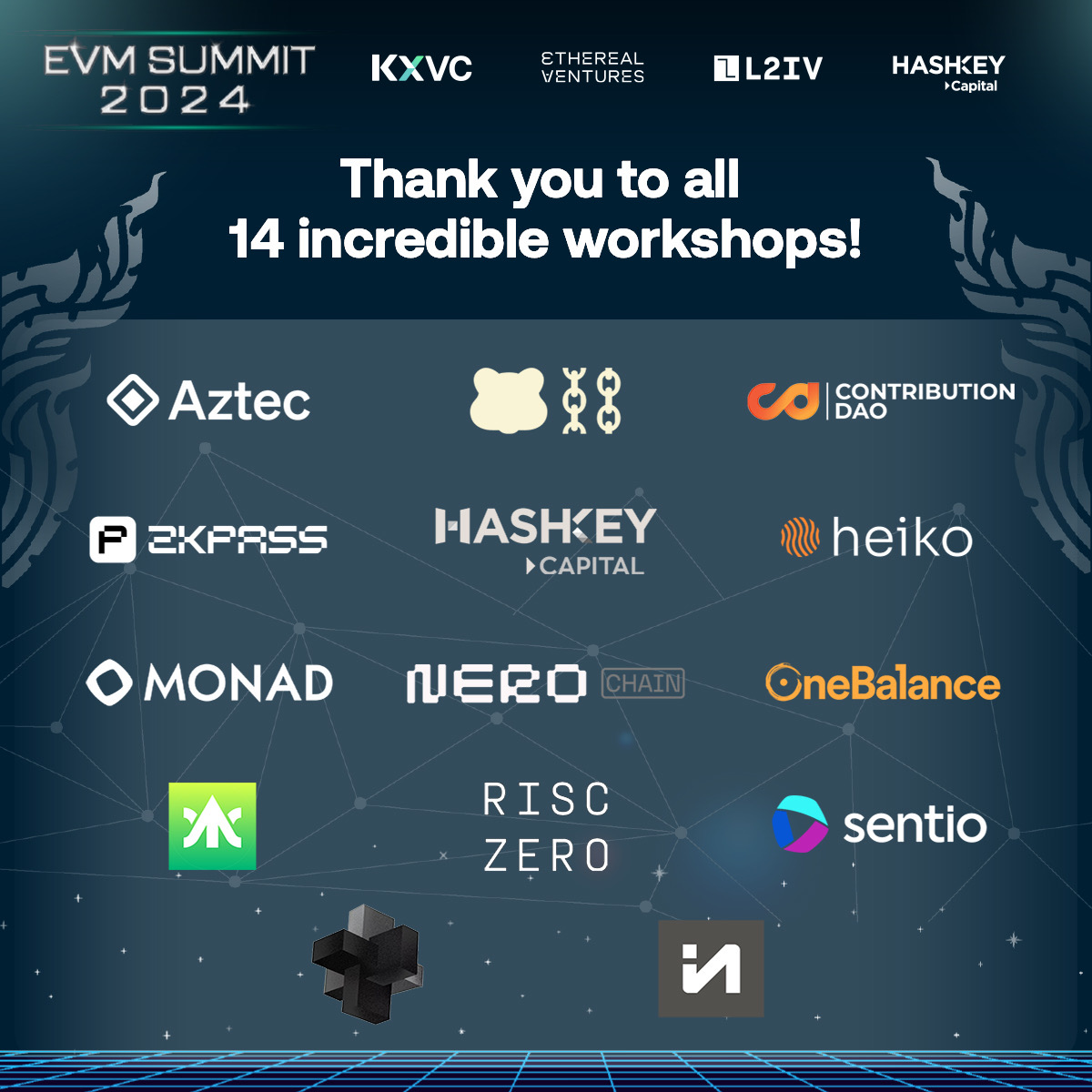 A huge thank you to all 14 incredible partners for hosting engaging, insightful, and transformative sessions. Thank you for your contributions to making EVM Summit 2024 a remarkable success! 🙌
#Web3 #KXVC #Innovation #Bangkok #BlockchainSummit #EVMSummit2024