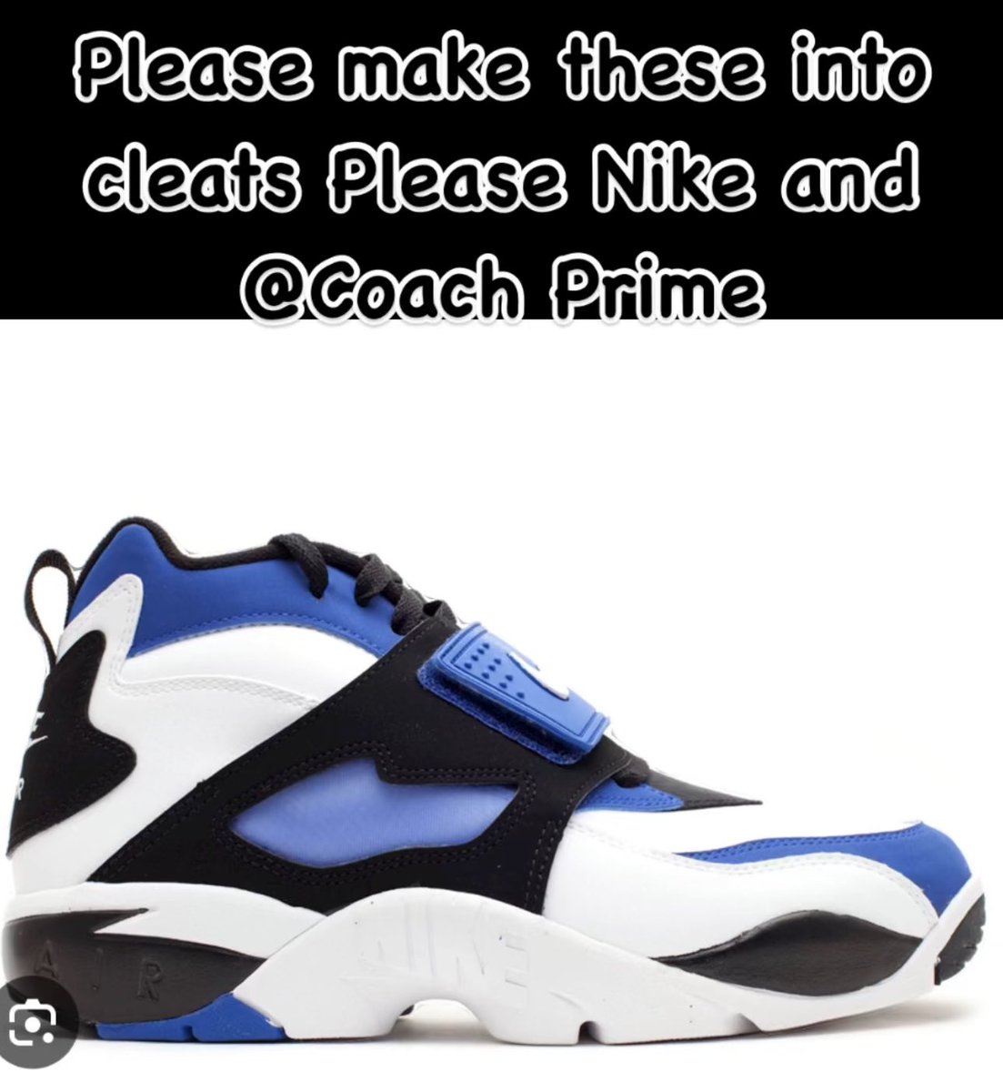 Please Make These into Football Cleats  Royal Blue and White Nike Diamond Turf 1s <a href="/DeionSanders/">COACH PRIME</a> <a href="/usnikefootball/">Nike Football</a> <a href="/nikefootball/">Nike Football</a> <a href="/Nike/">Nike</a> @nike
