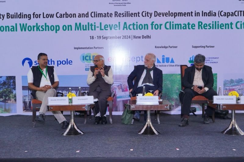 IIFCLProjects's tweet image. Mr. Palash Srivastava, CEO, IIFCL Projects Ltd, joined National Workshop on Multi-level Action for Climate Resilient Cities on 18-19 Sept, Delhi. He presented case study on Waste-to-Bio CNG in Tamil Nadu, showcasing expertise in infrastructure financing for sustainable solutions.