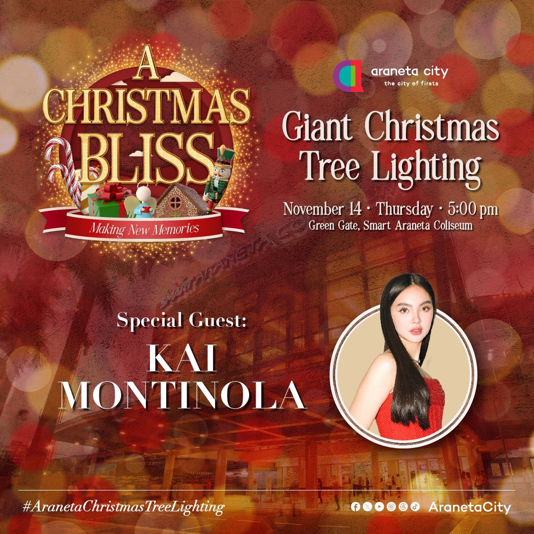 AranetaCity's tweet photo. Like we said, we’ll be seeing you again soon—and by soon, we mean this Nov. 14! 😉 

If you missed #FYANG last weekend, don’t worry! We’re bringing not just one but 2 PBB Gen 11 Big Winners! 🤩

#AranetaChristmasTreeLighting #CityOfFirsts #AranetaCity #ChristmasBlissAtAranetaCity https://t.co/ND4tefSEye