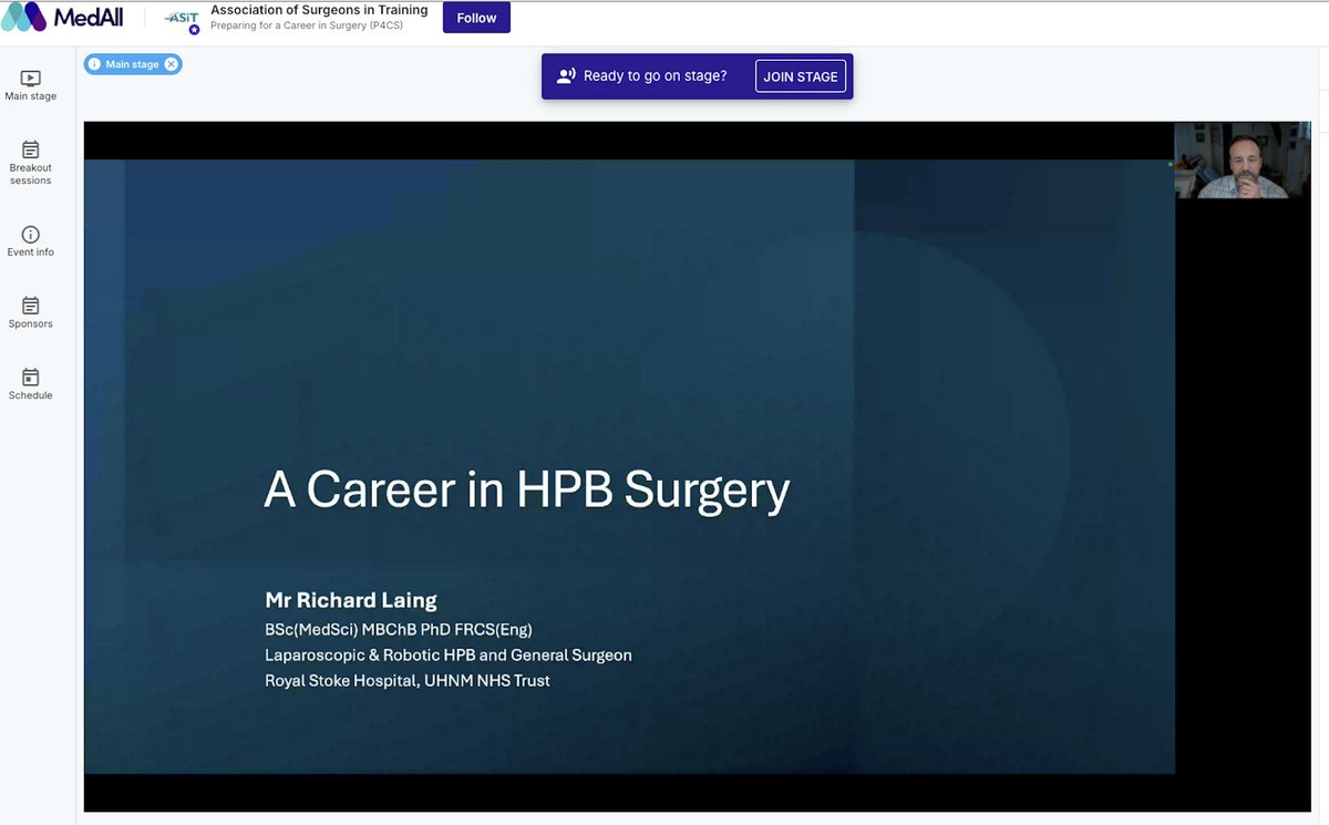 ASiTofficial's tweet photo. ๐ Diving into the intricate world of HPB surgery with Mr. Richard Laing @richlaing at our latest #ASiT #P4CS !
From understanding the diverse procedures, balancing a dynamic schedule, exploring subspecialty options, to navigating the challenges and rewards, itโs clear HPB surgery demands skill, resilience, and passion. ๐ชโจ
#HPBSurgery #SurgicalCareers #surgicaltraining #MedEd #ASiT