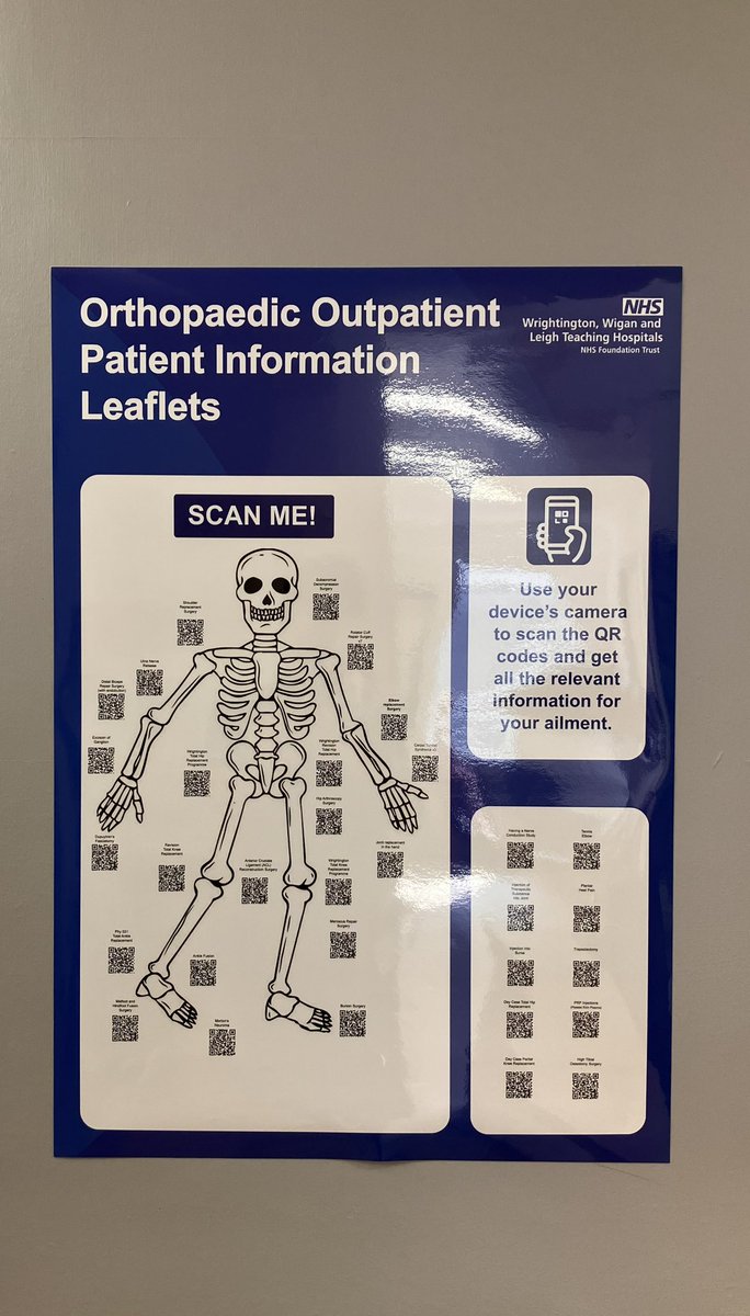 Our lovely new poster displaying the QR codes for leaflets. <a href="/wrightington16/">Wrightington Hospital</a> <a href="/WWLNHS/">WWL NHS</a>