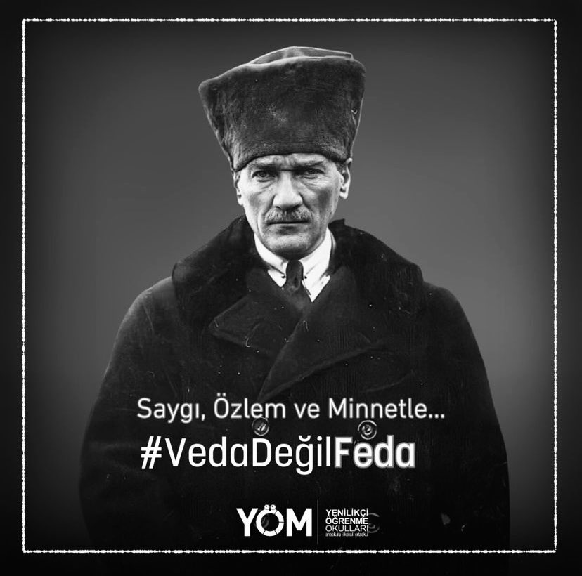 Aramızdan ayrılışının 86.yıldönümünde,ulu önder Mustafa Kemal Atatürk’ü saygı ,özlem ve minnetle anıyoruz…🖤🩶🤍 
#yömokulları 
#yömankara