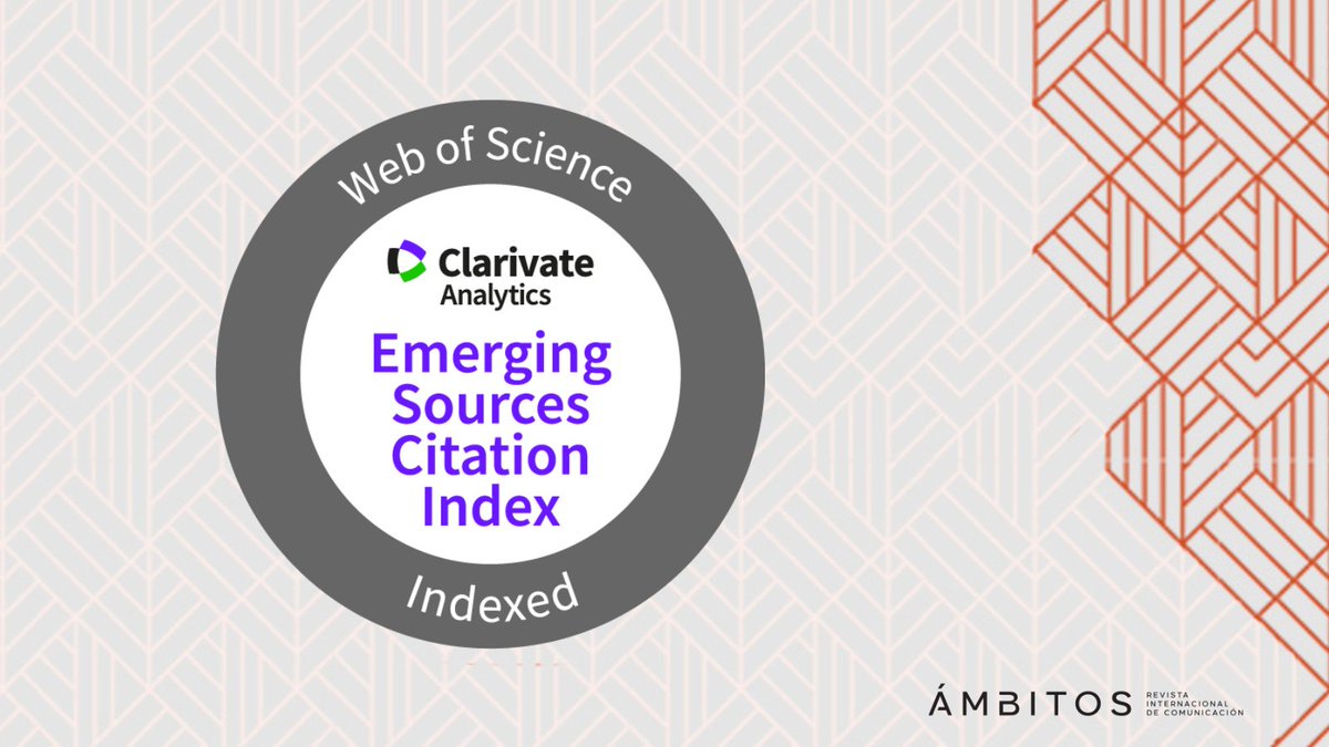 RevistaAmbitos's tweet image. ¡🎉 Gran noticia! Nuestra revista adquiere el sello  Emerging Sources Citation Index. Este logro es el fruto del esfuerzo del equipo editorial y de cada persona involucrada. Gracias por el apoyo @BibliotecaUS, y  @EditorialUS 🙌
#Ciencia #Investigación #RevistaÁmbitos