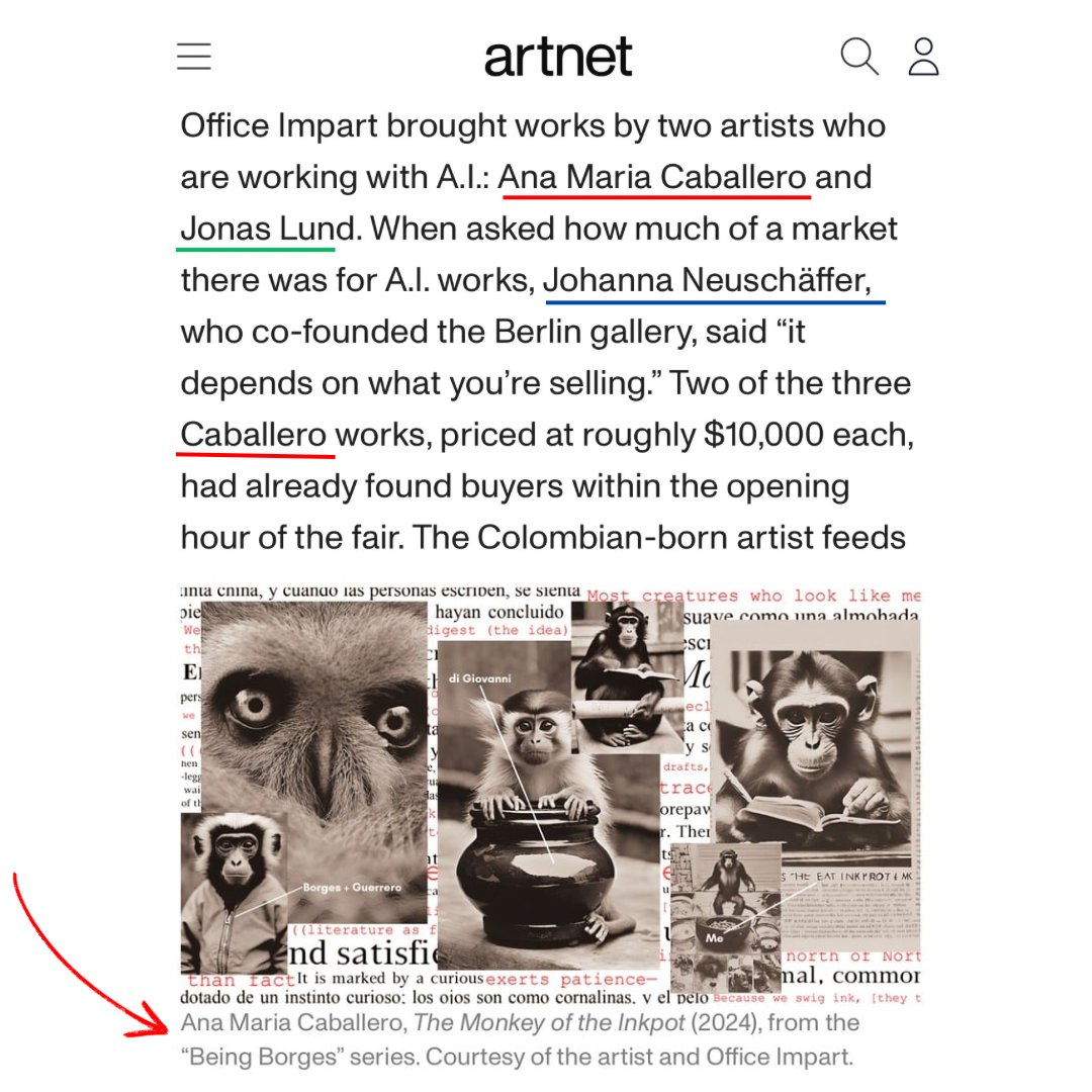 Ana Marรญa Caballero (@caballeroanama) on Twitter photo Being Borges in <a href="/artnet/">Artnet</a>! Thank you @reallifemaggie for mentioning my project, presented by <a href="/office_impart/">OFFICE IMPART</a> at <a href="/ParisPhotoFair/">ParisPhoto</a>.
Great to see the Digital Sector receive so much attention from the Fair, attendees + press. Link below. Being Borges in <a href="/artnet/">Artnet</a>! Thank you @reallifemaggie for mentioning my project, presented by <a href="/office_impart/">OFFICE IMPART</a> at <a href="/ParisPhotoFair/">ParisPhoto</a>.
Great to see the Digital Sector receive so much attention from the Fair, attendees + press. Link below.