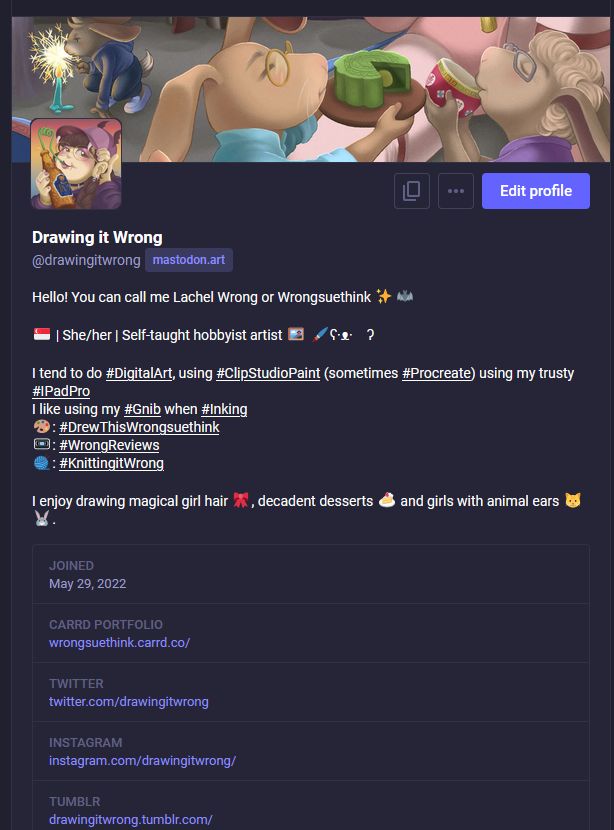 wrongsuethink's tweet photo. Just to let others know (for no apparent reason) that I do have accounts on 🟦☁️ and mastadon under @/drawingitwrong if y'all wanna connect https://t.co/67QSBMtWJ8