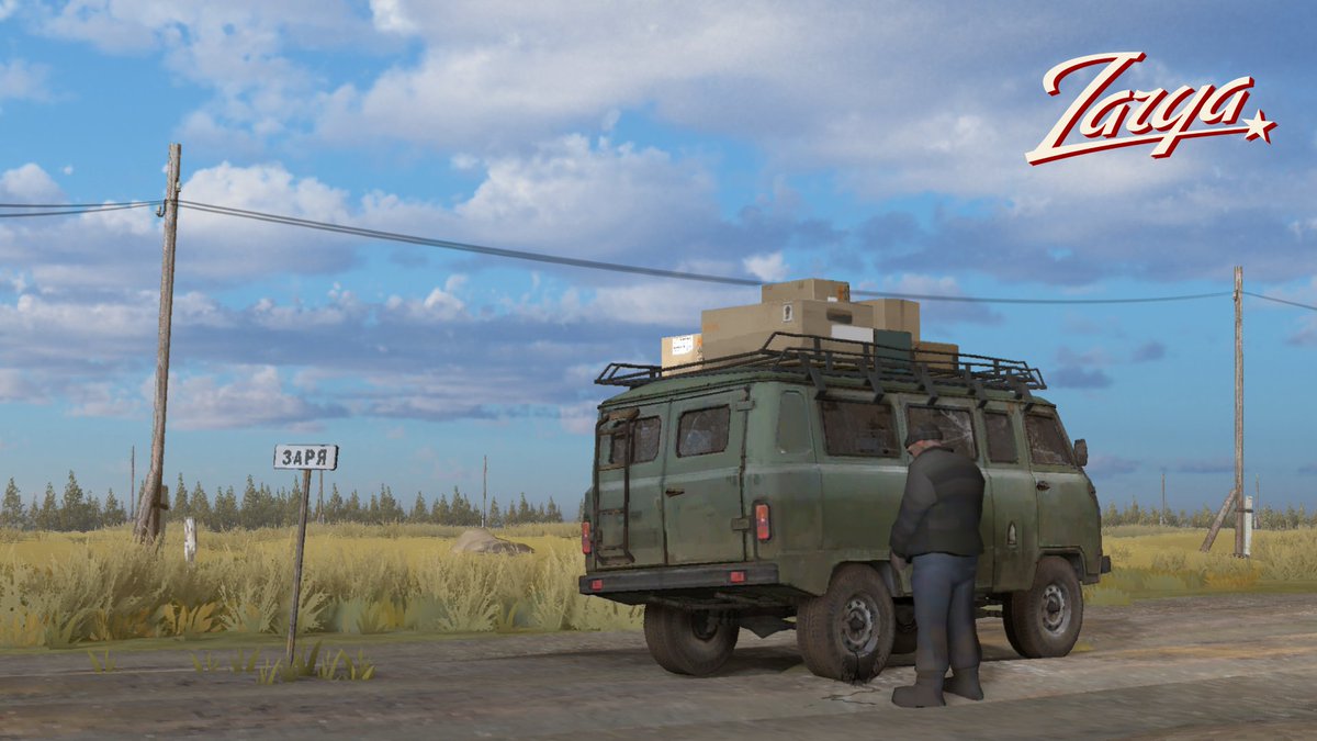 🚀 Did you know? Before his 1961 space flight, Yuri Gagarin left a "good luck mark" on the bus wheel. Vasily from Zarya keeps up the tradition before setting off on his countryside deliveries — who knows, maybe it really helps! 😉