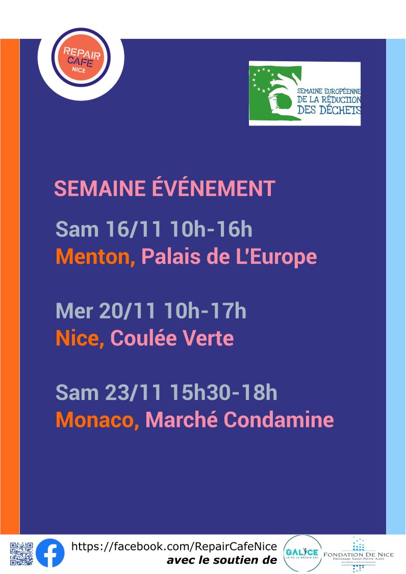 Jeter ? Pas question ! Réparons Ensemble !
À l'occasion de la Semaine Européenne de Réduction des Déchets, avec l'aide de nos bénévoles, évitez la benne pour vos objets transportables et vêtements préférés.