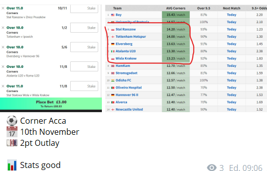 EDS__Tipping's tweet photo. E.D.S FREE CORNER STAT

MORE FOOTBALL SELECTIONS ON OUR FREE TELEGRAM PAGE LINKE HERE https://t.co/vVRKdv6rPS https://t.co/whpYs6qNCM