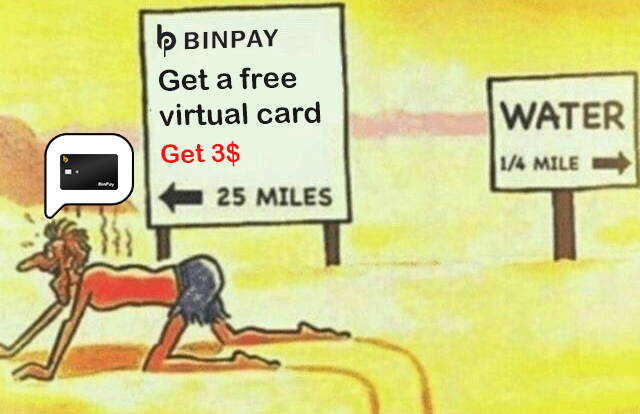 BinPay_Official's tweet image. When you&apos;re desperate, but still know what really matters. 😂💳

Skip the water, get a free virtual card and $3 with BinPay! Priorities, right?

👉 binpay.cc

#BinPay #FreeVirtualCard #CryptoPriorities #DigitalPayments