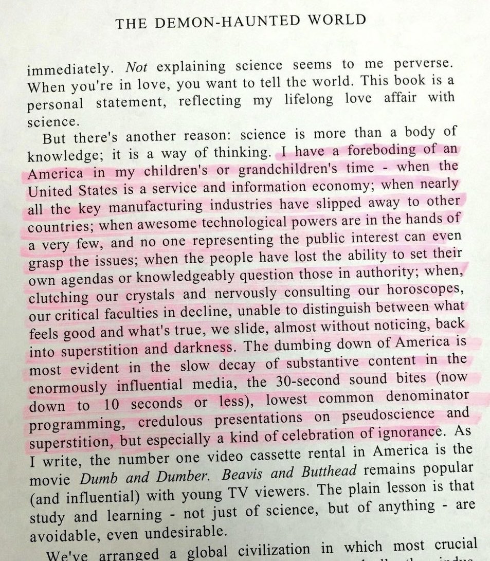 Today would have been Carl Sagan's 90th birthday. 
He wrote this in 1995.