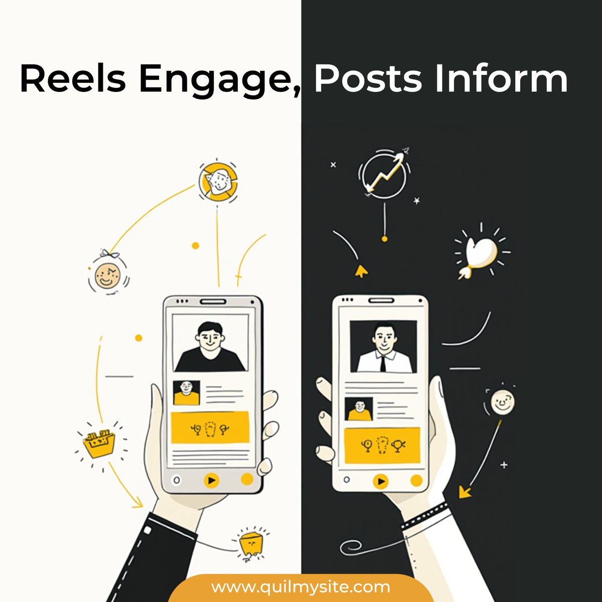 quilmysite's tweet image. 🎥 Reels Engage, Posts Inform 📲
.
Want to elevate your social media? Reels captivate, posts inform. Achieve balance for growth and let Quilmysite boost your strategy!
.
📞 +91 81786 80089 📧 info@quilmysite.com 🌐 quilmysite.com
.
#Seo #SocialMedia #EngageAndInform