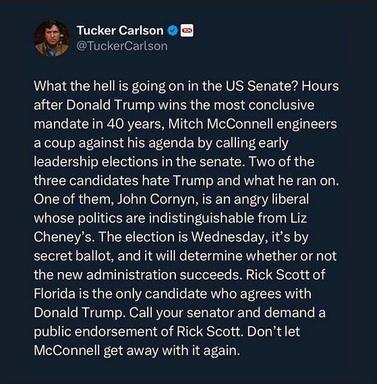 MagaDianna's tweet image. Um, WTF is going on in the Senate? 
#TuckerCarlson #trump #Cornyn #MitchMcConnell
