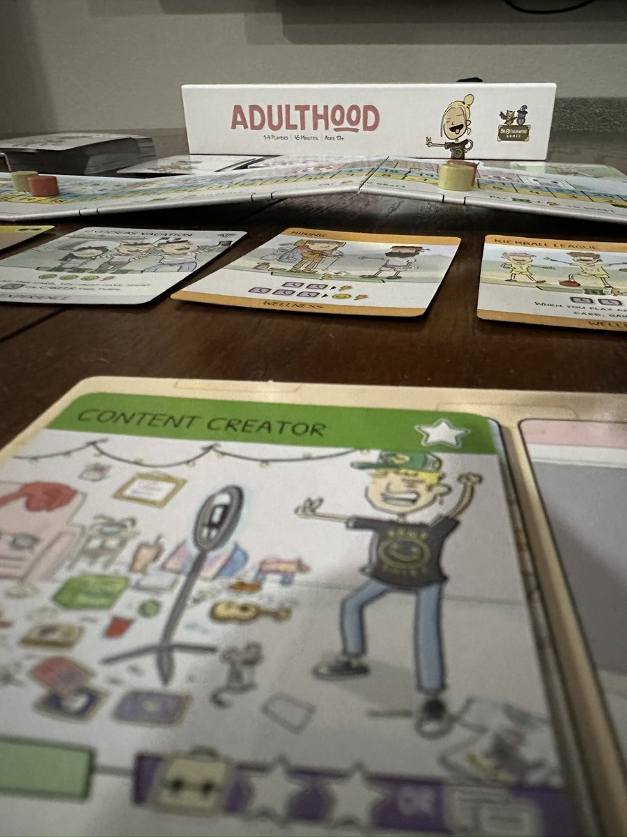 Just got to play #Adulthood by <a href="/bwisegames/">Brotherwise Games</a> , and it was a blast! Can’t wait to do the review on this one, after a few more games of course.