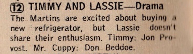 May we never forget that Very Special Episode in which Lassie bravely advocated for food poisoning…