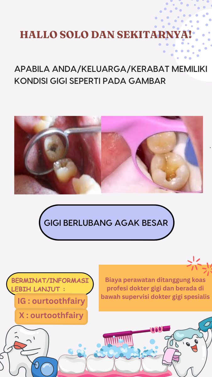 ourtoothfairy's tweet photo. feel free untuk dm guys :)
#koas #koass #koasfkg #koasgigi #SOLO #koassolo #tambal #tambalgigi #infosolo #gigilubang #gigiberlubang #karies #caries #onlay #inlay https://t.co/eQhG27oWeI