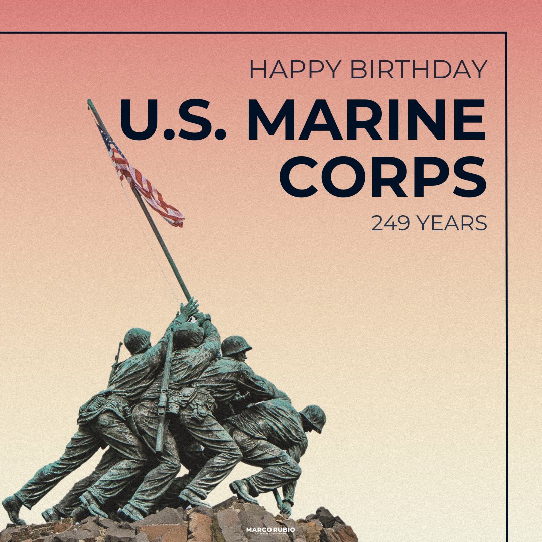 SenMarcoRubio's tweet image. Since 1775, the few and the proud have joined to serve our nation's common cause. We are free because of the bravery, service, and sacrifice from our incredible Marines. Semper Fi! 🇺🇸