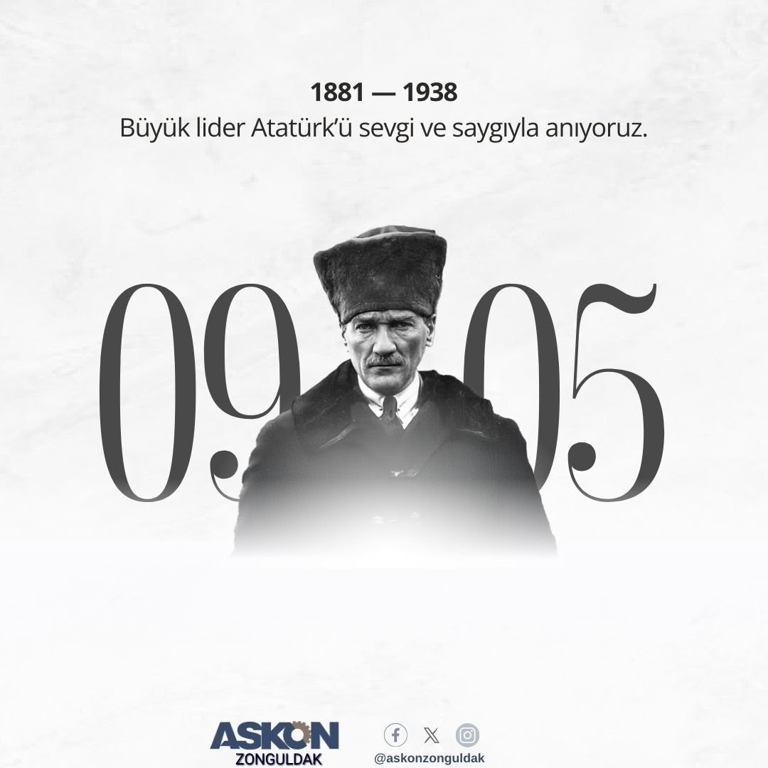 Özgürlüğümüzü, bağımsızlığımızı ve Cumhuriyetimiz'i borçlu olduğumuz Atatürk’ü rahmet ve özlemle anıyoruz.
#MustafaKamalAtatürk #10Kasım1938 #10KasımSonsuzlukDemek #10KasımAtatürküAnmaGünü #ATATÜRKsonsuzakadar