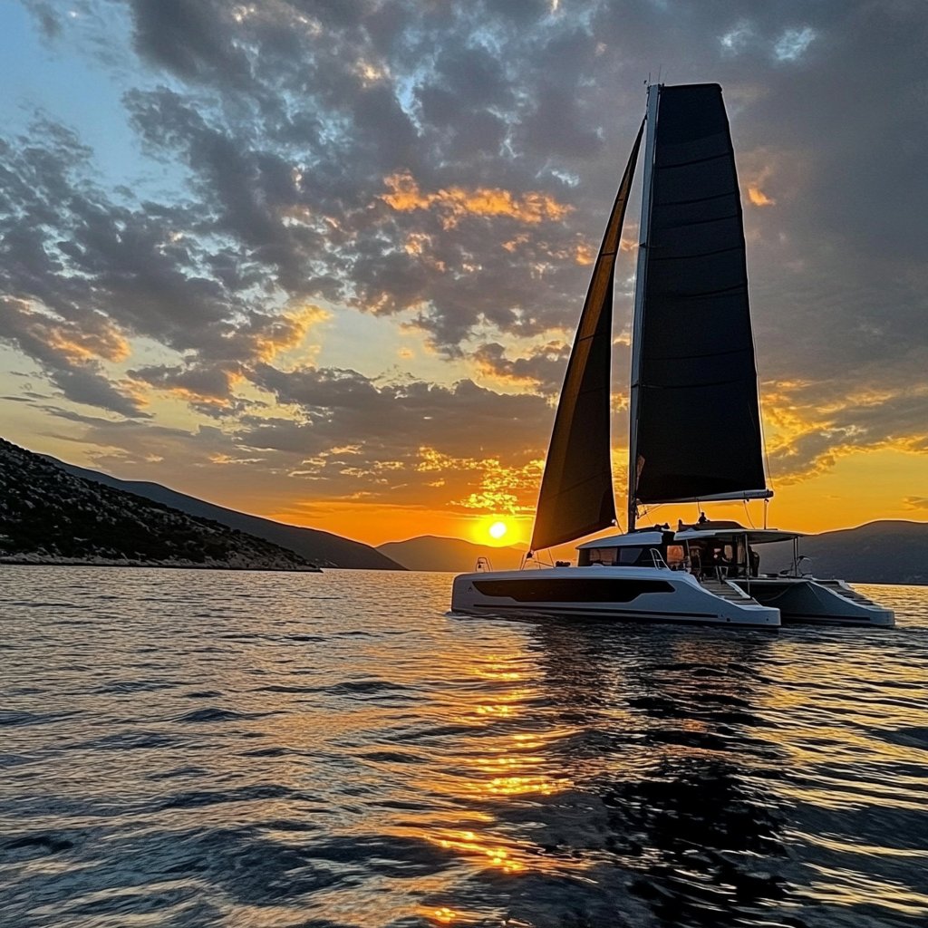 Stephenwycoff's tweet image. Chasing sunsets and sailing dreams. 🌅⛵ Where’s your dream sailing destination? #SunsetSail #CatamaranLife