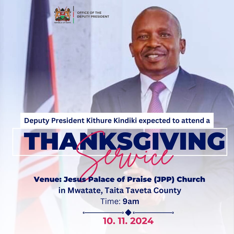 empiremike_'s tweet photo. Deputy President Kithure Kindiki expected to attend a Thanksgiving Service at Jesus Palace of Praise (JPP) Church in Mwatate, Taita Taveta County At 9am. #KindikiInService https://t.co/FCpD8KLdRT