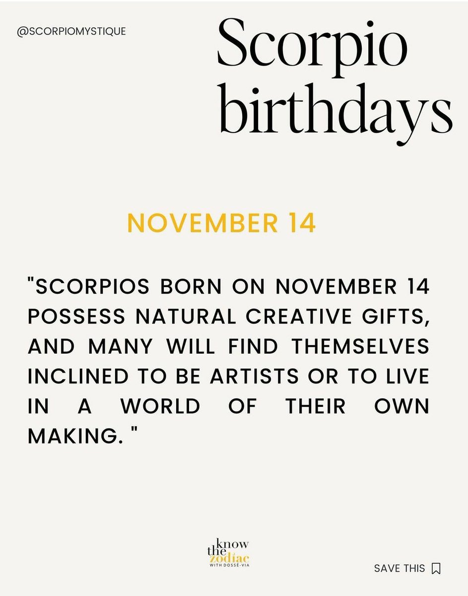 ScorpioMystique's tweet photo. Happy birthday to all Nov 14 #Scorpios! Read the rest of your bday profile here: https://t.co/l5DpacT57U https://t.co/MZYCWUfjBE