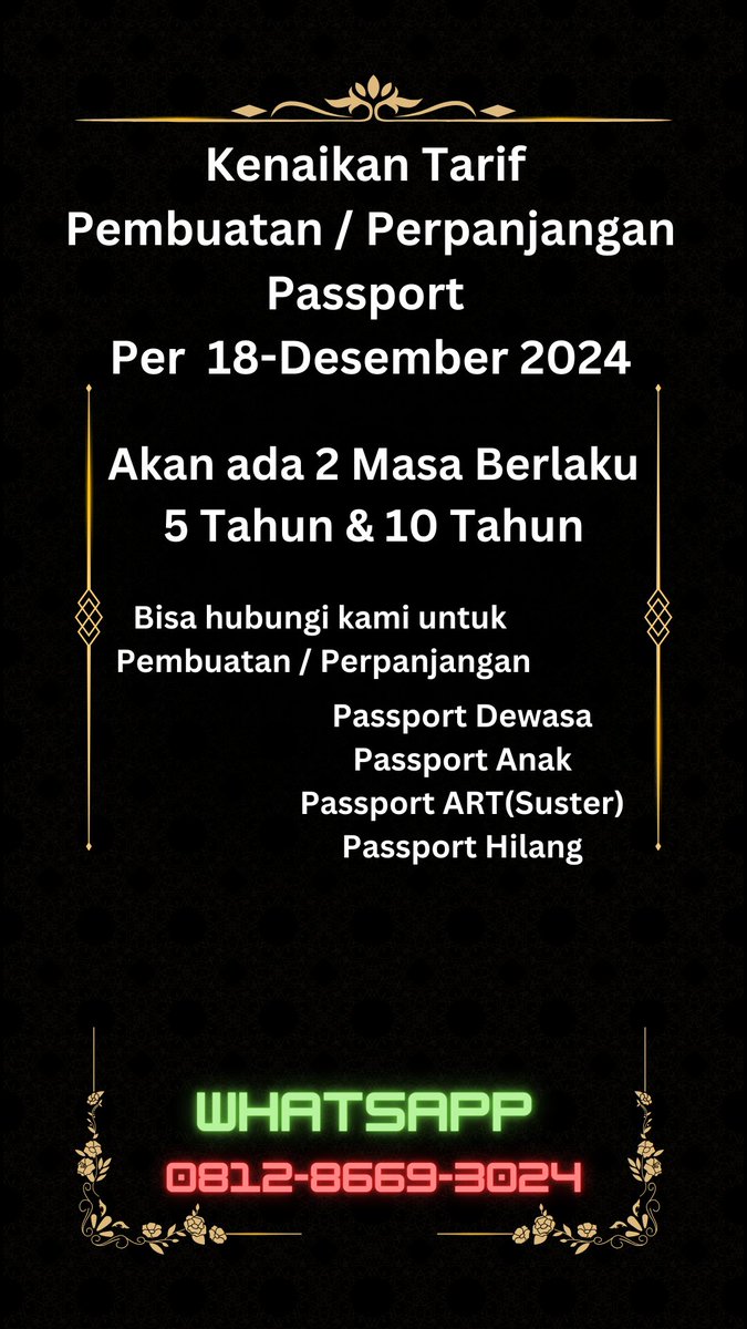 aluloli's tweet photo. Ayo segera perpanjang paspor kalian ! Atau ingin buat baru ? Sebelum harga nya naik https://t.co/0eQNCKFzHn