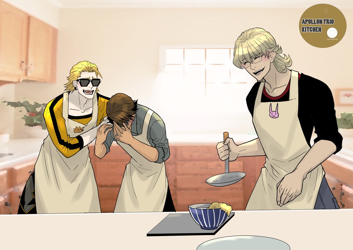 yuuzen_k2's tweet image. （1/5）
久しぶりにトリオキッチンに♥やリクエストいただいたので再掲します♥これはア☆ル☆フィー☆キッ☆チンのパロなのですが、当時バンドファンの方にも楽しんでいただけて、まさかの交流ができて楽しかったです😊