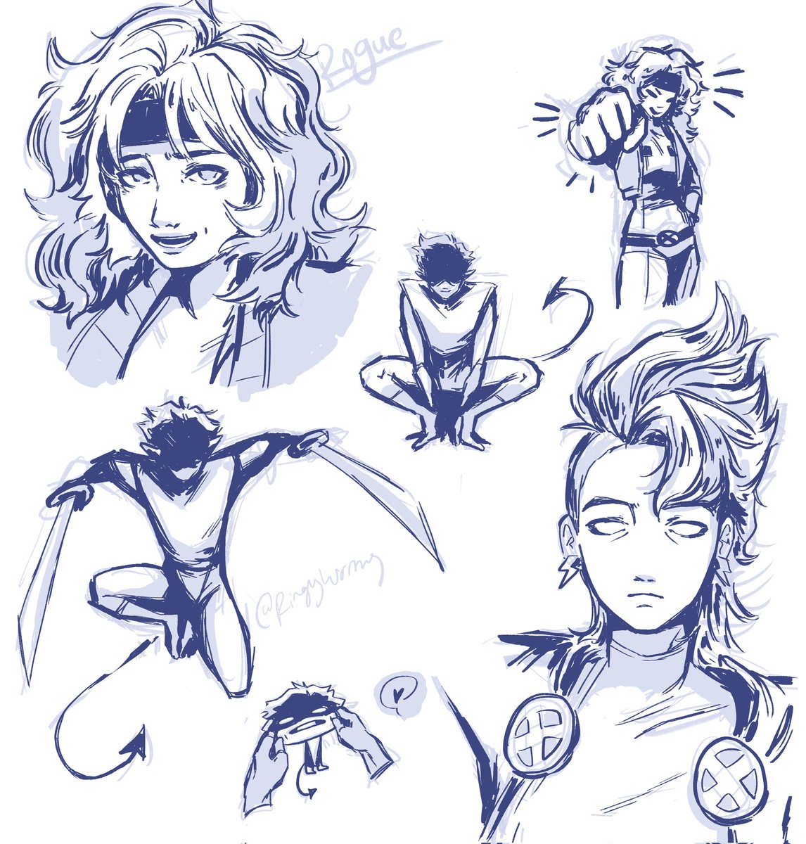 some #xmen97 sketches🥳 (cause the main art im working on rn is making me mad) 
#xmen #xmenfanart #kurtwagner #storm #Rogue