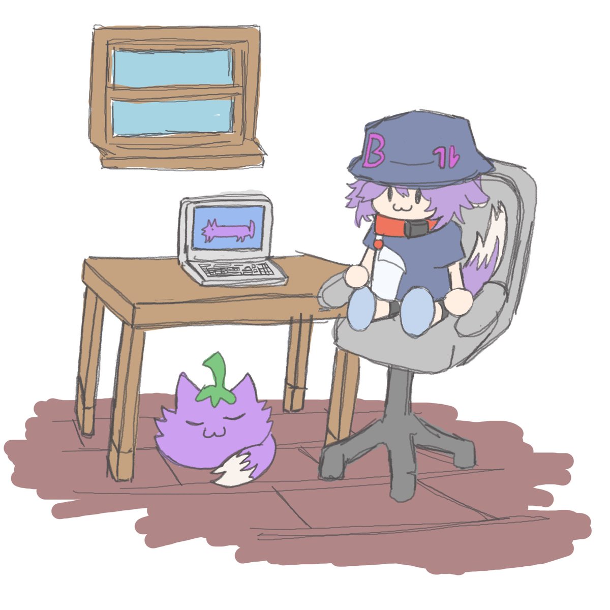 azukatsushi's tweet image. Day 9 of NegNasu November (Day 314 of learning to draw) small little doodle tonight #neggplanted #NegNasuNovember