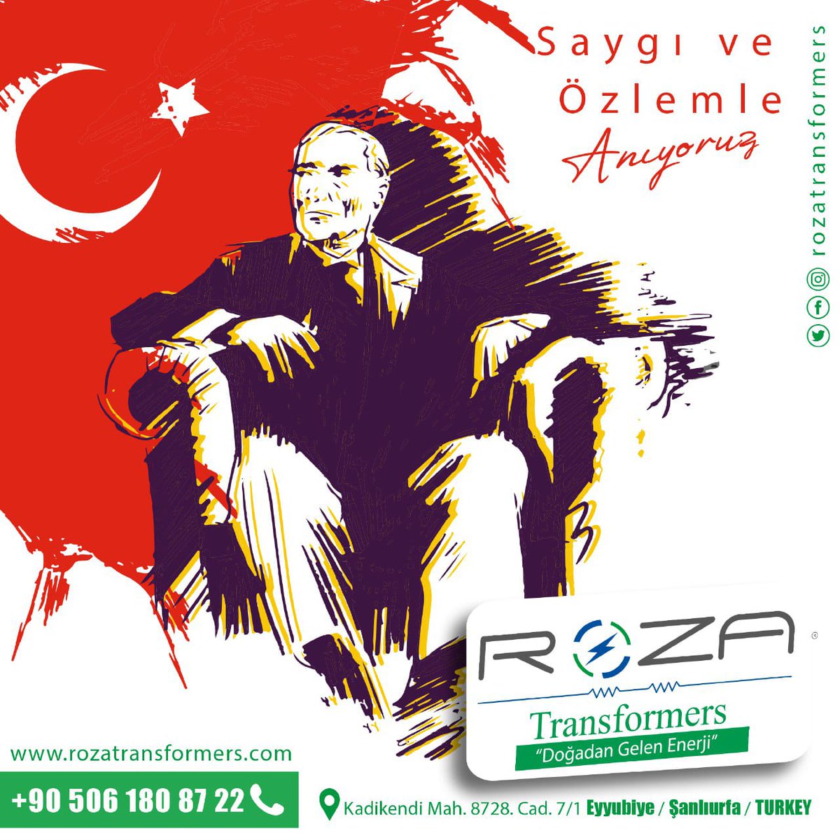 RozaTransfo's tweet photo. Atatürk'ün açtığı aydınlık yolda, ilerlemeye, üretmeye ve daha güçlü bir Türkiye için çalışmaya devam edeceğiz.
Saygı ve Özlemle Anıyoruz.
#RozaTransformers
#Atatürk'üAnmaGünü
#TurkeyTransformers https://t.co/nL29ZCLKQN