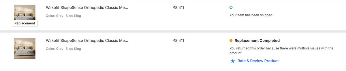 dhrity_1995's tweet photo. why in the @Flipkart  app showing REPLACEMENT COMPLETED, ITEM SHIPPED. I didn't get the item yet. @flipkartsupport. Your are separating one single issue in many, resolving in your system. https://t.co/7DzgQCBmBn