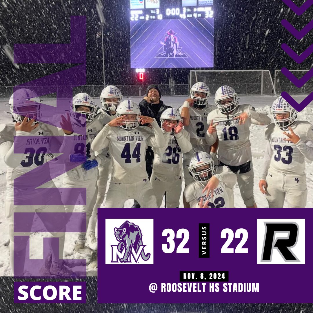 It may have been cold. It may have been snowing. It may have been 24 hours ago. But we beat the No. 8 ranked Roosevelt Roughriders. 
Heck of a game fellas! Way to end regular season on a high. 
Playoffs here we come! 
#thisisHSfootball #skoview