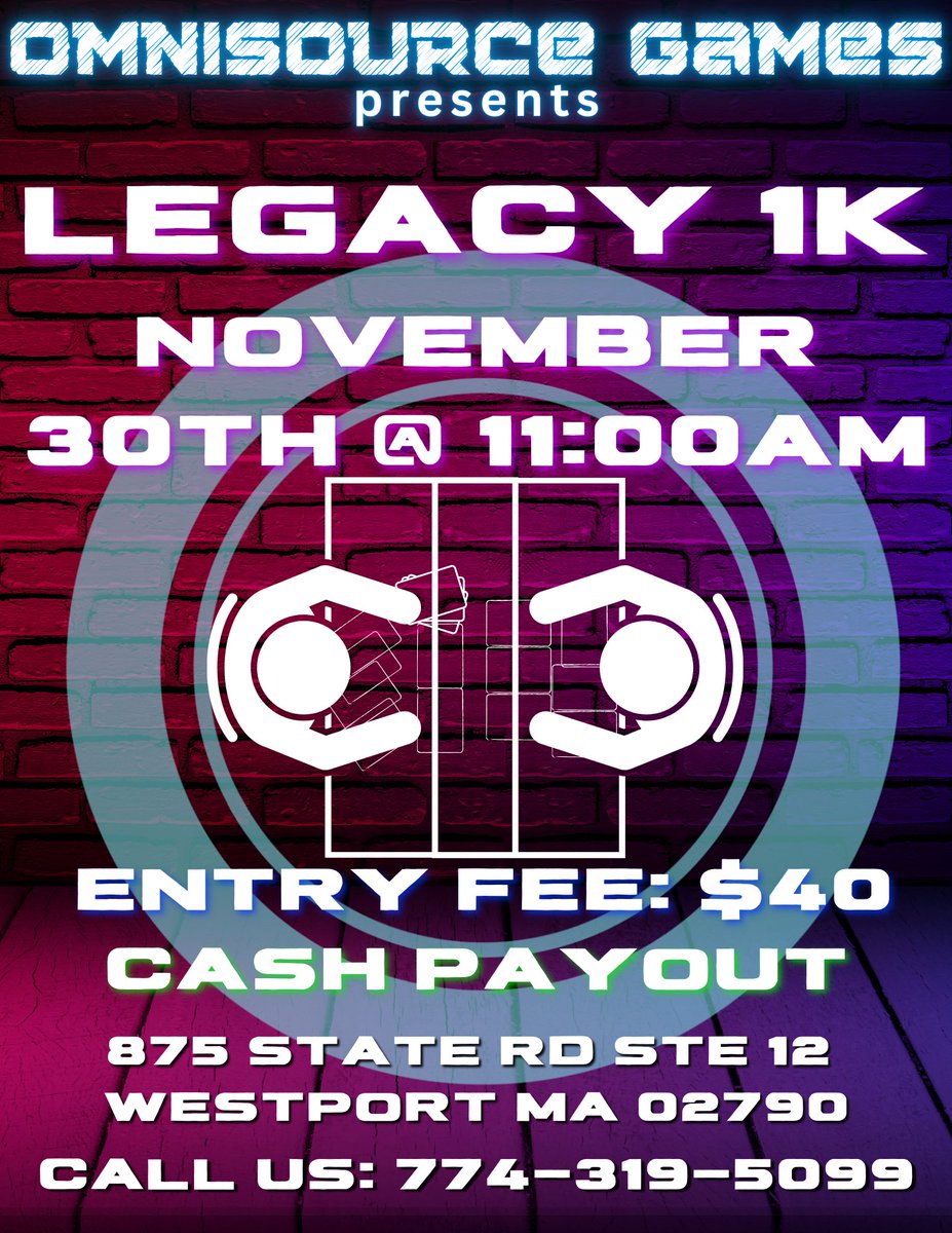 Omnisource1229's tweet photo. Following Eternal Weekend OmniSource Games is running Legacy 1K on November 30th @ 11:00am. 

#MTG #eternalweekend #MagicTheGathering #legacy https://t.co/NrekeMloYA
