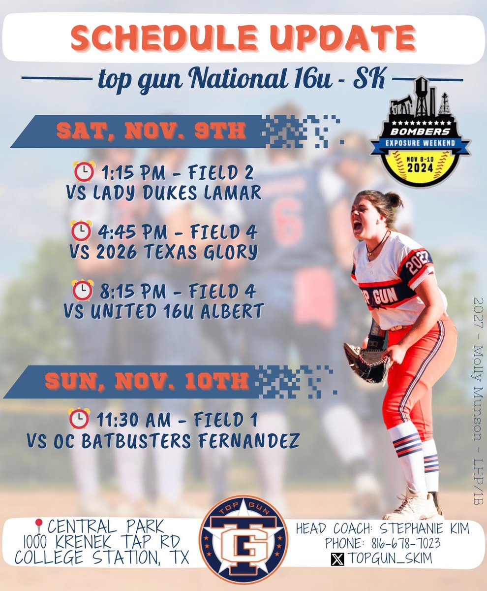 REMINDER! Sunday’s game time was updated to 11:30am - Central Park #1