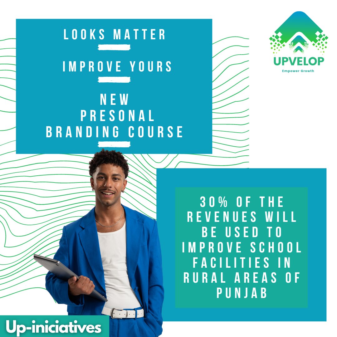 Upvelop_skills's tweet photo. 🌟 Ready to build a personal brand that stands out and gives back? 🌟 #Upvelop’s Personal Branding Course helps you shine in your career while supporting education in rural #Punjab. 📚💼 Sign up, stand out, and make a difference!  #novelty #personalbranding #CSR https://t.co/55ofig5cdW