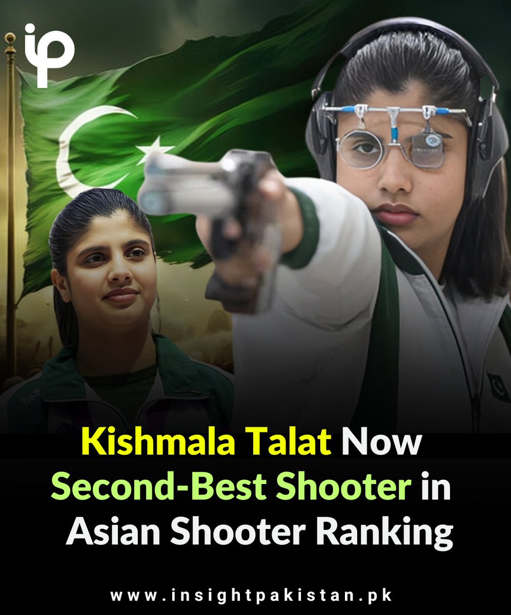 insight_pak's tweet image. Kishmala Talat, a talented Pakistani athlete, has secured the second-best position in Asian Shooter Ranking, marking a . . .

Read More, click here!
insightpakistan.pk/kishmala-talat…
.
.
.
#InsightPakistan #KishmalaTalat #ShooterRanking #TopAsianShooters #WomenInSports #ShootingChampion