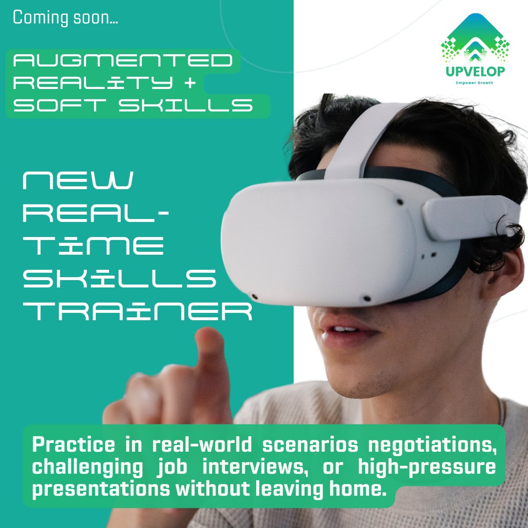 Upvelop_skills's tweet photo. 🚀 Step into the future of learning with #Upvelop’s AR-Enhanced Soft Skills Training! 🚀 
Practice negotiation, public speaking, and more through immersive, real-world scenarios—all from home. Gain confidence in the skills that matter! 🎤🤝✨ #innovative #FutureOfLearning #India https://t.co/tG7vZbzBFm