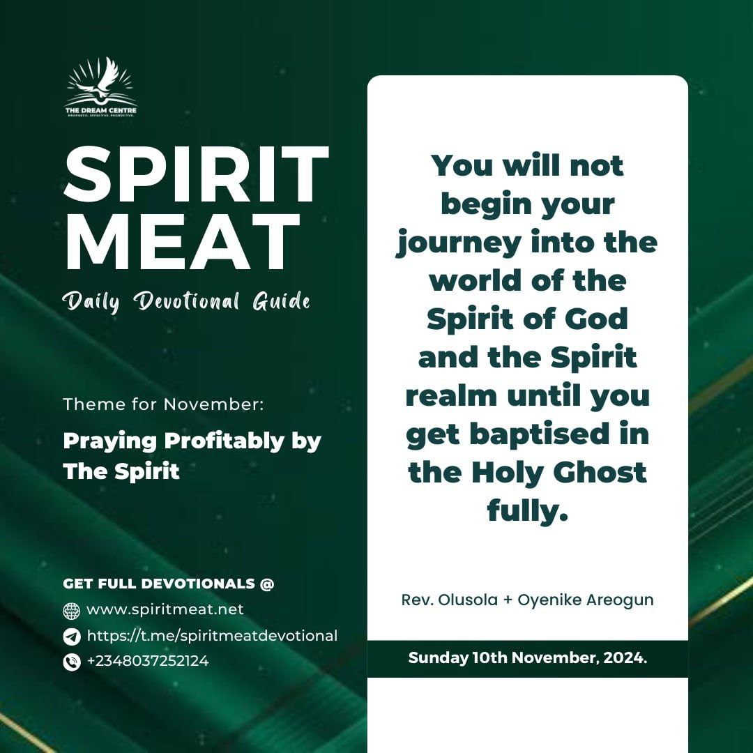 dcloicint's tweet photo. SPIRIT MEAT DAILY DEVOTIONAL BY REV OLUSOLA AND REV OYENIKE AREOGUN
Sunday, 10th November 2024

TOPIC: MAKING IMPACT AS A BELIEVER BY THE HOLY SPIRIT 
Mark 16: 17-18

#SpiritMeat 
#DailyDevotional https://t.co/ENLjSRV4VT