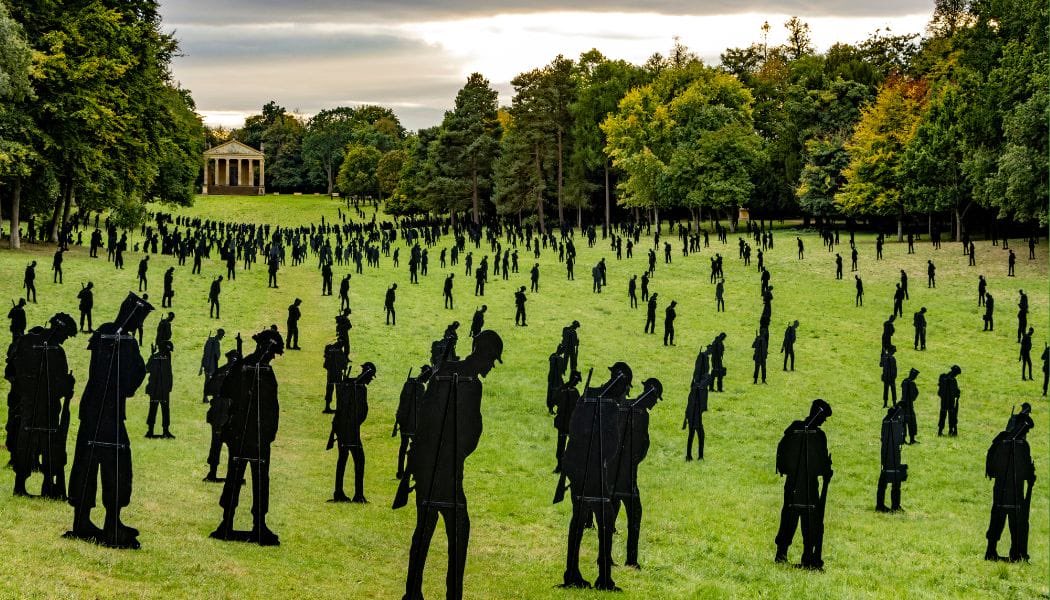 For Your Tomorrow, an artwork of 1475 silhouettes of servicemen and two nurses killed during the D-Day landings, has broken National Trust visitor records at Stowe.