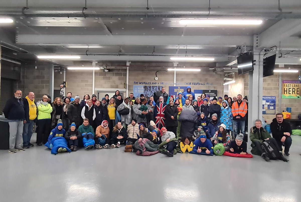 We've done it again - The Big Sleep Out 4 💛💙

Amazing people who spent their night on a concrete floor at the <a href="/AFCWimbledon/">AFC Wimbledon</a> Cherry Red Records Stadium with one goal - raising crucial funds for DLAG to continue fighting poverty and homelessness in #Merton, #Wandsworth &amp;