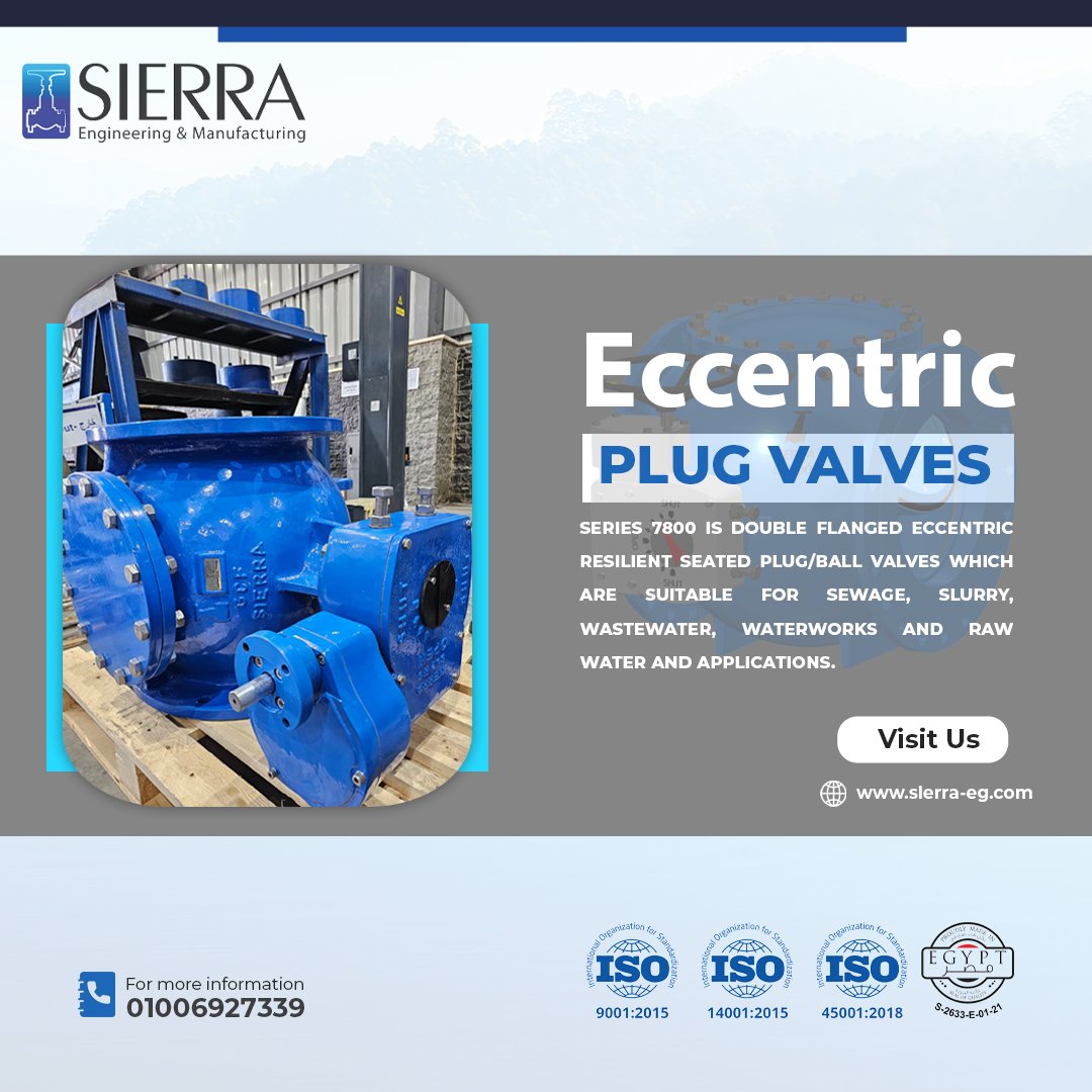 SIERRAEngineer1's tweet photo. Series 7800 is double flanged eccentric resilient seated plug/ball valves which are suitable for sewage, slurry, wastewater, waterworks and raw water and applications.
https://t.co/9wjVqgIrfV
For More details : 01006927339
#valves
#plugvalve https://t.co/Wt1Z452D1i