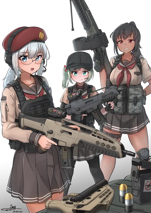 #いい銃の日武装JKもまた描こうと思ってるちなみに私が好きな銃には大体「XM」が付いてます 