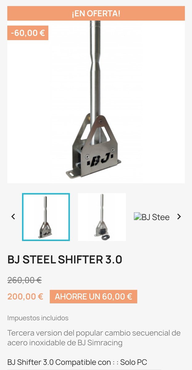 Aprovechad el mejor descuento del año en nuestros productos por tiempo limitado bjsimracing.com/es/shifter/65-…