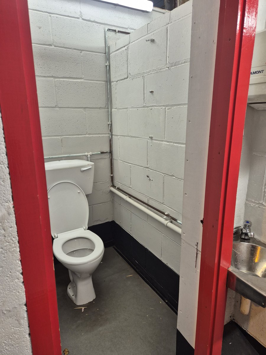 TinaT73's tweet photo. Wow, @Wrexham_AFC, these have got to be the worst away end toilets we have been provided with this season. Come on, Ryan and Rob, surely you can afford a door! https://t.co/1nzEclV2bU