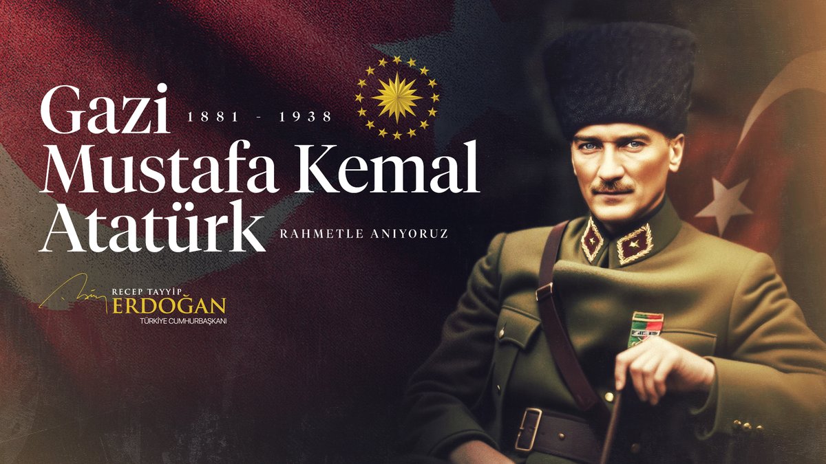 Cumhuriyetimizin banisi Gazi Mustafa Kemal Atatürk’ü ebediyete irtihalinin 86’ncı yıl dönümünde saygıyla yâd ediyorum.

Malazgirt’ten beri bu toprakların vatanımız olması için canlarını ortaya koyan şehitlerimize, gazilerimize, kahramanlarımıza Rabb’imden rahmet diliyorum.