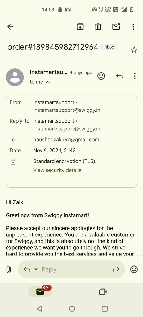 ZZakir09's tweet photo. 😡 If I hadn't checked my email today, I would've completely forgotten, and my money would never have been refunded! Still waiting for the refund,@SwiggyInstamart  . #BadCustomerService #RefundDelay https://t.co/YETb2YrLhb