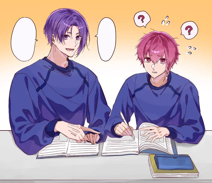 まろ眉アシメコンビの勉強会✏️ 